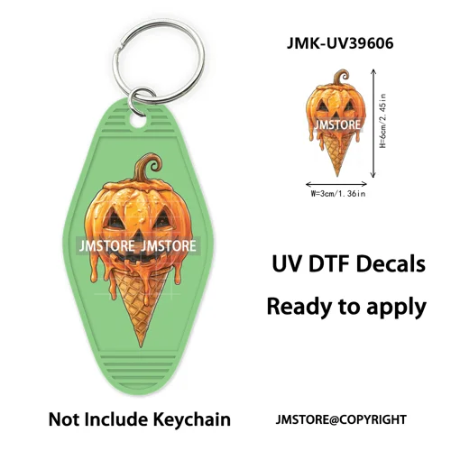 Horror Characters Halloween Ice cream UV DTF Motel Keychain Wraps Ready To Apply Waterproof High Quality Hotel Keychain Decals