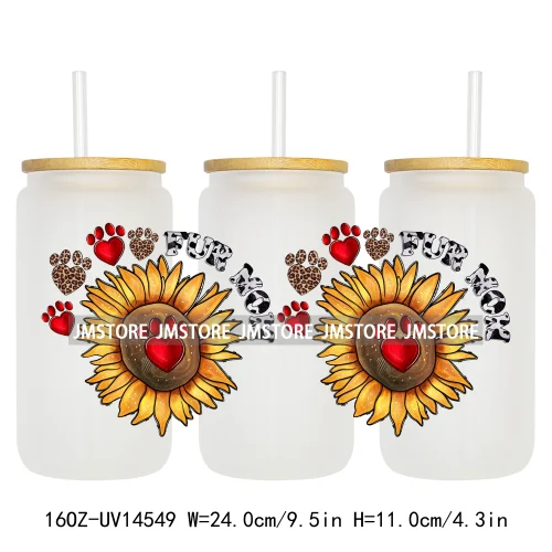 Floral Blessed Mama Leopard Mom 16OZ UV DTF Cup Wraps Ready To Apply Waterproof Transfer Stickers For Libbey Glass Can Tumbler