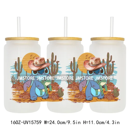 Retro Cartoon Western Summer Vibes UV DTF Cup Wraps Ready To Apply Waterproof Transfer Stickers For 16OZ Libbey Glass Can Mugs