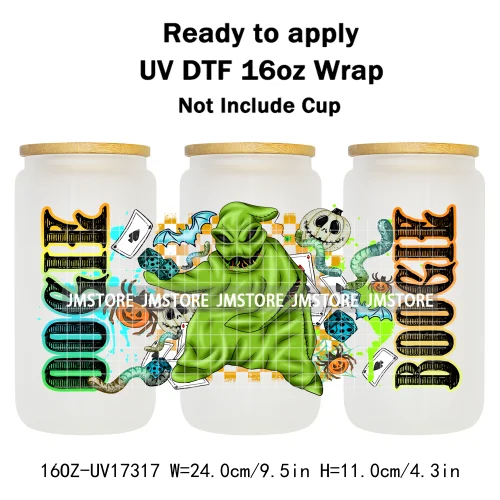 Halloween Wednesday Cartoon Horror Movies UV DTF Stickers Ready To Apply Cup Wrap Custom Labels DIY Craft For Libbey Can Glass
