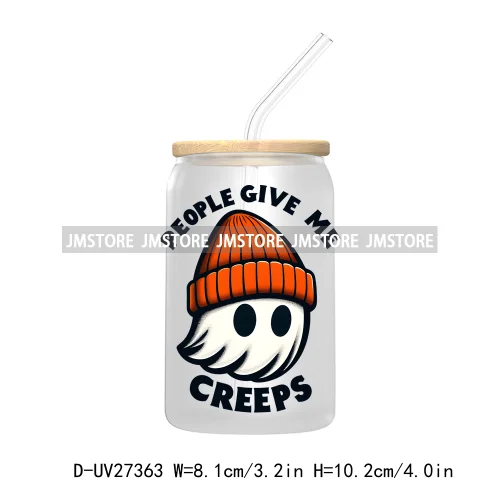 Funny Witch Ghosts Halloween Bat UV DTF Transfer Stickers Decals For Libbey Cold Cups Mugs Tumbler Waterproof Craft Spooky Vibes