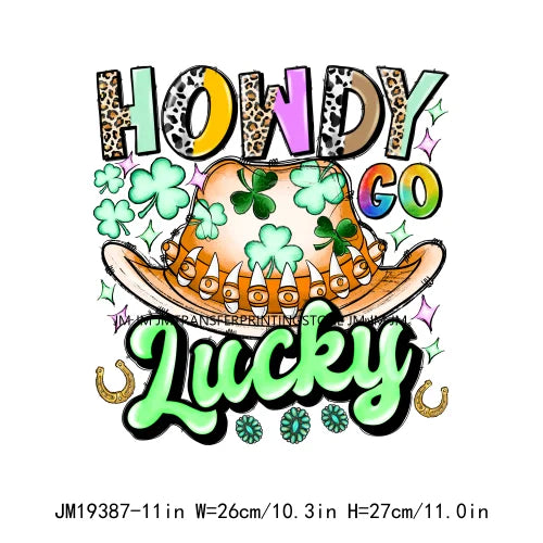 Cheers Lucky Beer Crush Shamrocks Dog Mom Dental Squad Howdy Lucky Irish Day St Patrick's DTF Transfer Stickers Decals For Shirt