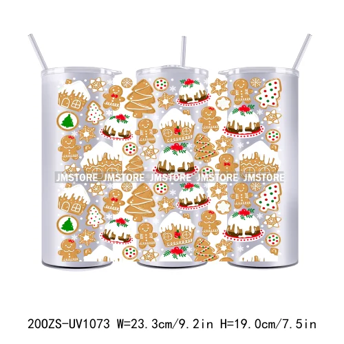 Girly Holiday Christmas Trees 20OZ Tumbler Wraps Ready To Ship UV DTF Transfer Stickers Waterproof Prints For Skinny Tumbler