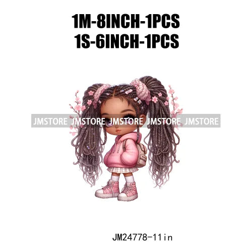 Washable Fashion Dreadlocks Cozy Casual School Chibi Girls Designs Iron On Heat Press DTF Transfer Stickers For Clothing Bags