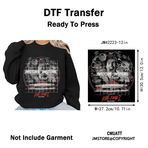 Cool Halftone Horror Killer Characters Scary Halloween Vibes Iron on DTF Washable Transfers Stickers Ready to Press for Clothes