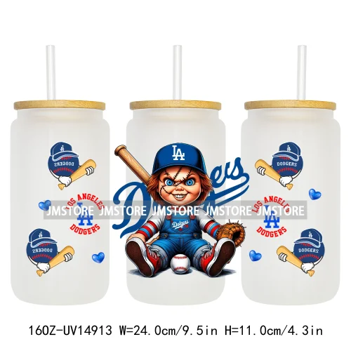 Baseball Sport Cartoon Characters UV DTF Wraps Transfer Sticker Ready To Apply Waterproof Logo For 16OZ Libbey Glass Can Tumbler