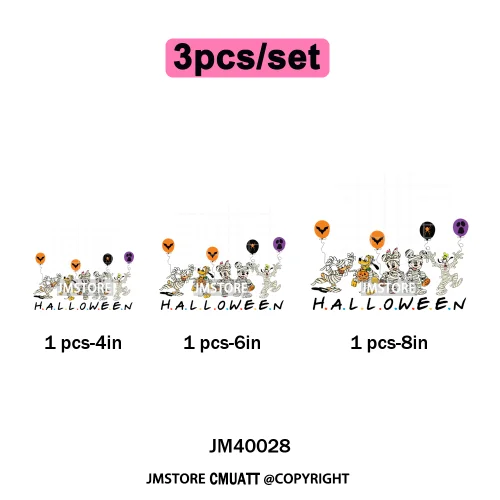 Happy Halloween Nightmare Cartoon Character Pumpkin Skeleton Iron on DTF Washable Transfers Stickers Ready to Press for T-shirts