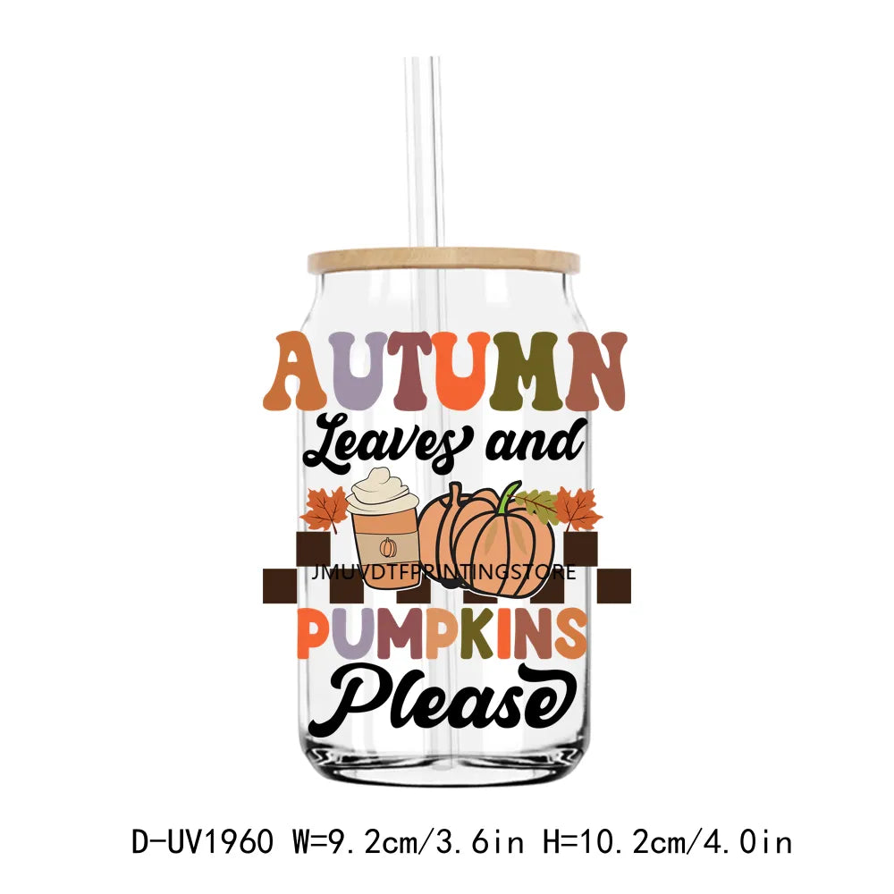 Hello Fall Babe Thanksgiving Mama Pumpkin UV DTF Transfers Stickers Decals For Libbey Cold Cups Mugs Tumbler Waterproof DIY Craf