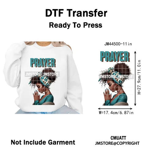 Afro Girls Prayer Jesus Faith Love Magic Christian Women Iron on Washable DTF Heat Transfers Stickers Ready to Press for Clothes