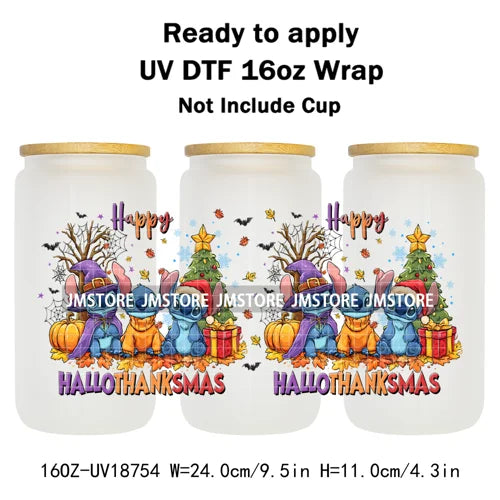 Christmas Crew Cartoon Characters Gingerbread UV DTF Stickers Ready To Apply Cup Wrap Custom Logo DIY Craft For Libbey Can Glass