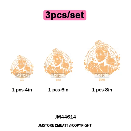 Pink and Green Magic Broomstick Witches Movie Fans Iron on Washable DTF Heat Transfers Stickers Ready to Press for Sweatshirts