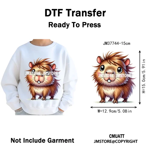 15cm 5.9in Kids Quirky Safari Cartoon Animal Iron On Transfers Stickers For Clothing DTF Printed Appliques Washable T-Shirts