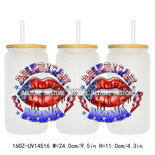 Floral Blessed Mama Leopard Mom 16OZ UV DTF Cup Wraps Ready To Apply Waterproof Transfer Stickers For Libbey Glass Can Tumbler