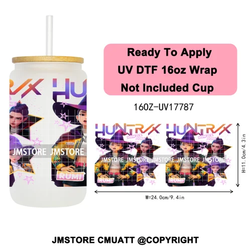 Demon Hunters Kpop Derpy Halloween Mystery Boys UV DTF Stickers Ready To Apply Cup Wrap High Quality For 16OZ Libbey Can Glass
