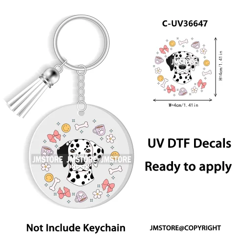 Floral Cat Lover The Best Mama Ever UV DTF Decal Round Keychain Ready To Apply WaterProof Transfer Stickers For Circle Keychain