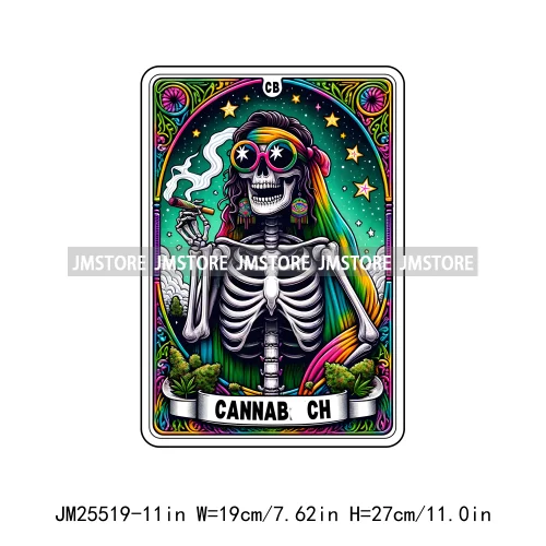 Skeleton La Maestra Chingona Smoke Women Lovers Tarot Card Printing DTF Iron On Transfer Stickers Ready To Press For Clothes Bag