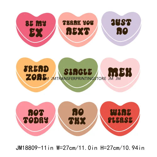 Retro Groovy Valentine Love XOXO Be Mine Better Together Decals I Love You More Than Coffee DTF Transfers Stickers For Hoodies