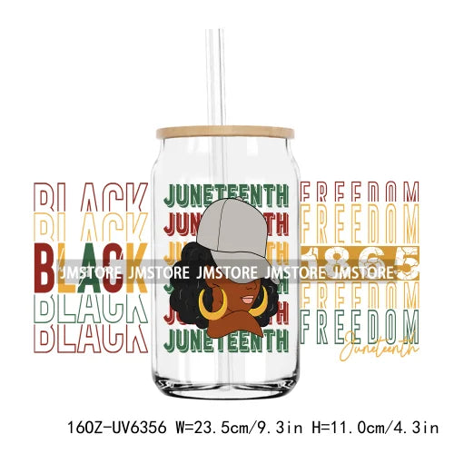 1865 Vibes Juneteenth Sunflower 16OZ UV DTF Cup Wrap Transfer Stickers Custom Label Durable Waterproof Logo For Libbey Glass Can