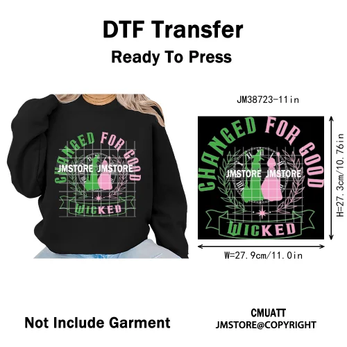 Magic Musical Movies Bad Good Witches Team Pink Green Coquette Iron on DTF Heat Transfers Stickers Ready to Press for T-shirts