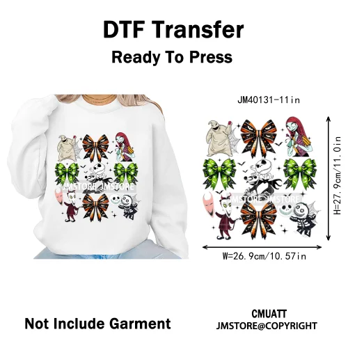 Halloween Horror Party Cartoon Friends Nightmare Spooky Vibes Iron on DTF Washable Transfers Stickers Ready to Press for Clothes