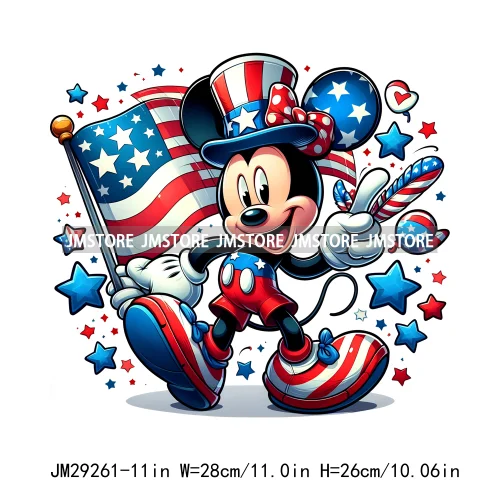 Washable Cartoon Animal 4th Of July Independence Day Freedom Iron On DTF Transfers Stickers Ready To Press For Clothing