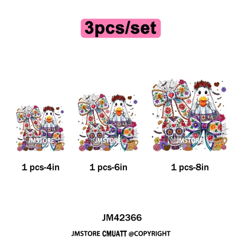 Coquette Halloween Spooky Espantan Latina Mexican Conchas Ghost Iron on DTF Washable Transfer Sticker Ready to Press for Hoodies
