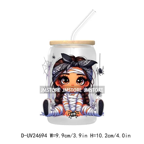 Halloween Latina Princess UV DTF Transfer Stickers Decals For Libbey Cold Cups Mugs Tumbler Custom Waterproof DIY Labels Pumpkin