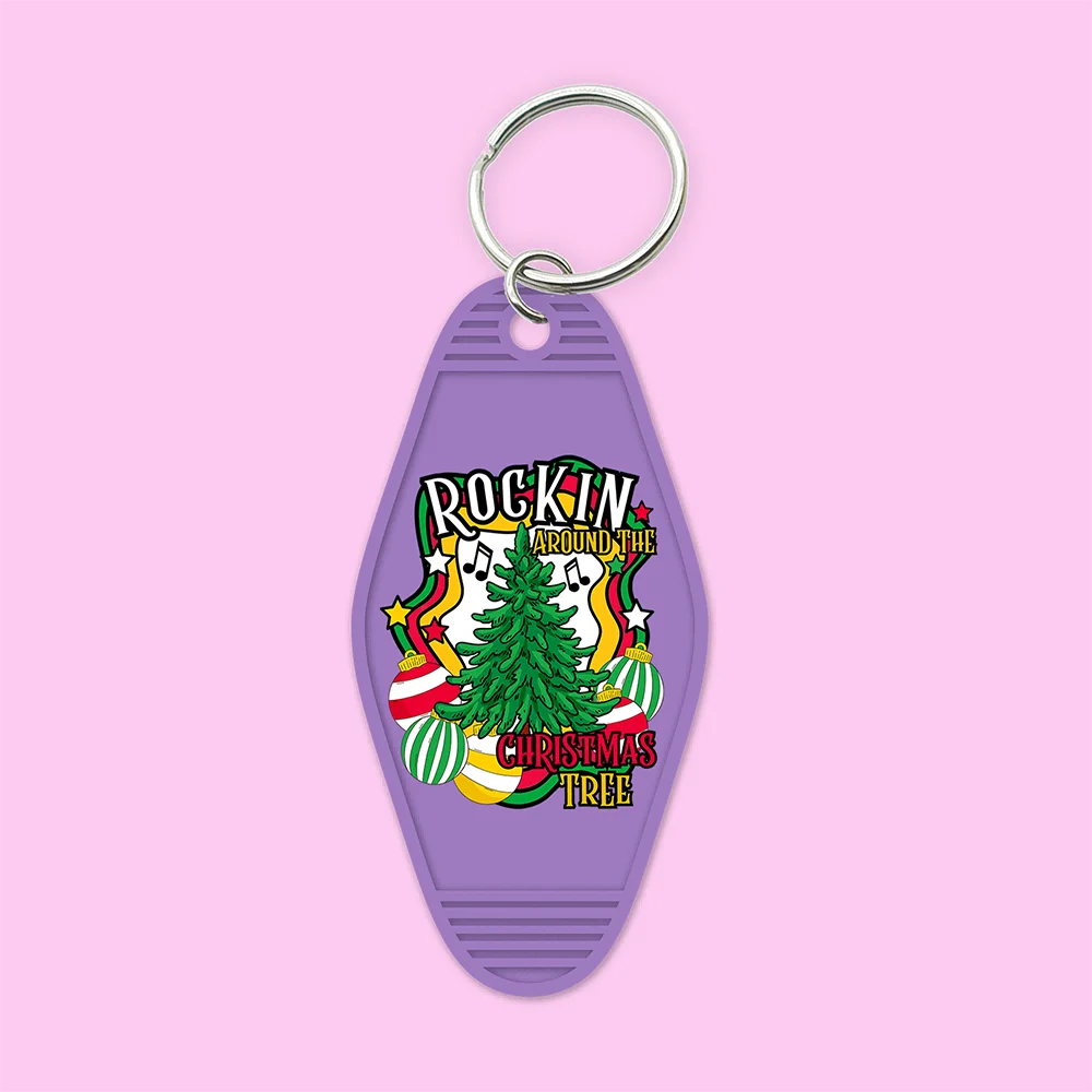 Christmas Santa Cartoon Character UV DTF Keychain Wraps Ready To Apply Waterproof High Quality Decals For Hotel Motel Keychain