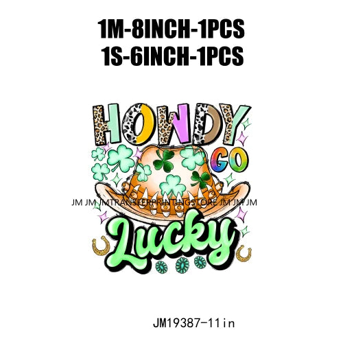 Cheers Lucky Beer Crush Shamrocks Dog Mom Dental Squad Howdy Lucky Irish Day St Patrick's DTF Transfer Stickers Decals For Shirt