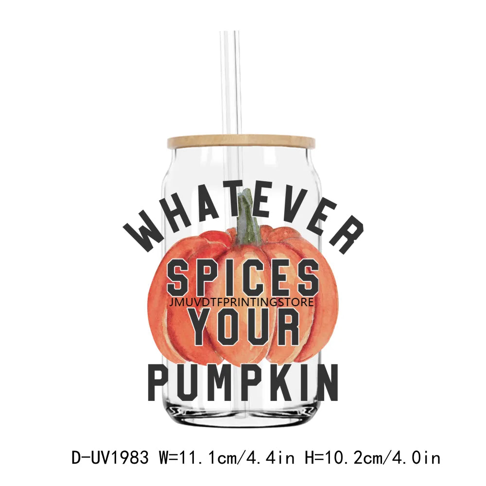 Feelin Pumpkin Spicy Autumn Vibes UV DTF Transfers Stickers Decals For Libbey Cold Cups Mugs Tumbler Waterproof DIY Craft