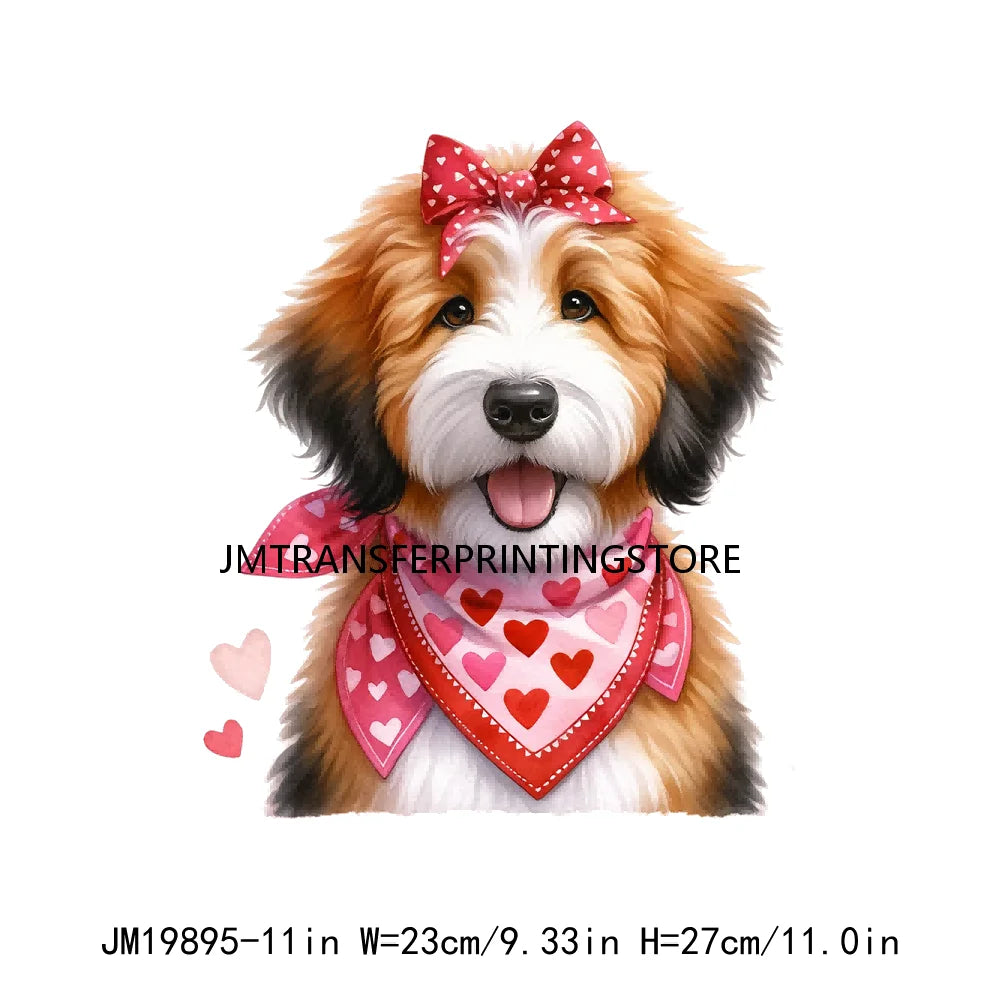 Puppy Valentine's Day Animal Love Cute Dog Heat Press Iron On DTF Heat Transfers Stickers Ready To Press For Shirts