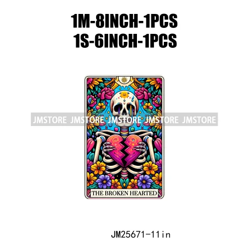 Custom Flower La Chismosa Dog Cat Lover Badass Skull Tarot Card  DTF Iron On Heat Transfers Stickers Ready To Press For Hoodies