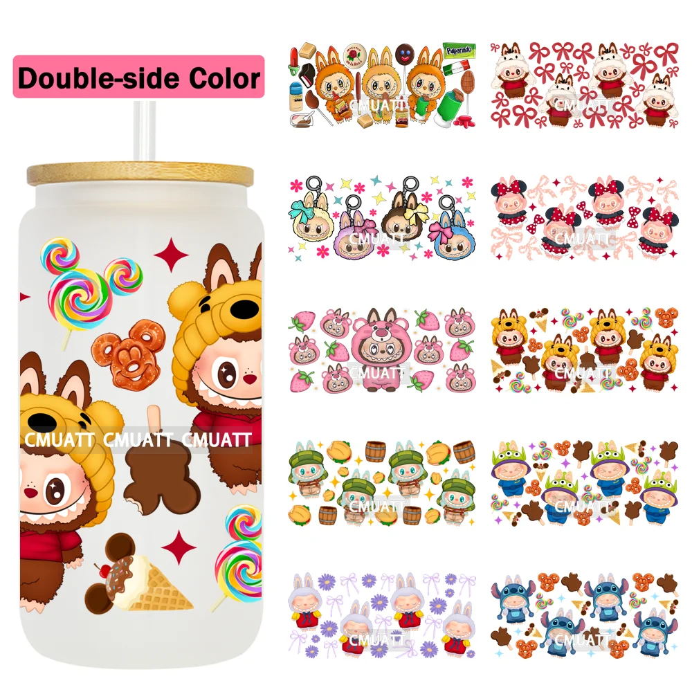 Double Sided Color UV DTF Cup Wraps 16OZ Wholesale Custom Bulk Waterproof Cartoon Cute Monster Transfer Designs For Mug Glass
