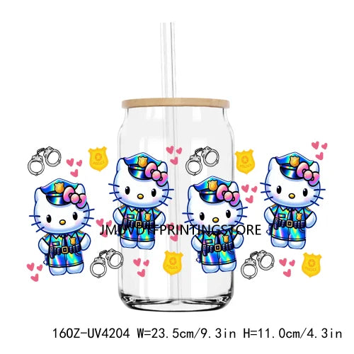 Cartoon Couple 16OZ UV DTF Cup Wrap Transfers Stickers Mouse And Friends Custom Labels DIY Waterproof Logo For Libbey Glass Can