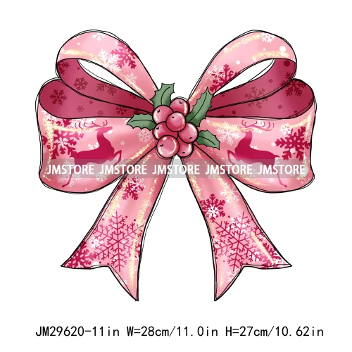 Gingerbread Reindeer Red Coquette Bow Girly Christmas Vibes Iron On DTF Transfers Stickers Ready To Press For Sweatshirt Bags