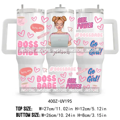 40OZ Tumbler Wrap Fashion Bossbabe Girl UV DTF Cup Wraps Transfer Stickers Custom Labels Durable Waterproof Logo Word Hard Lady