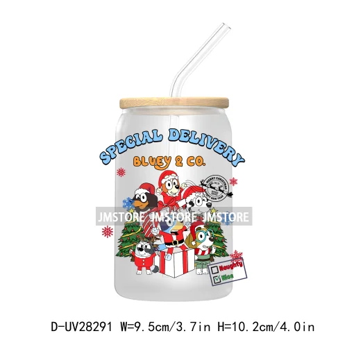 Festive Christmas Gnome Candy Cane UV DTF Transfer Stickers Decals For Libbey Cold Cups Mugs Tumbler Labels Cartoon Characters