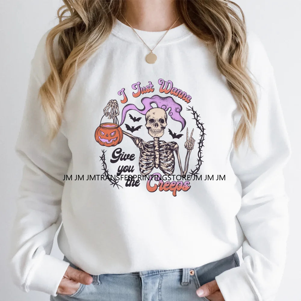 Ghost Highland Cows Western Pumpkin Skeleton Fall Dead Rip Coffin Cross Halloween DTF Iron On Transfers Stickers For Sweatshirt