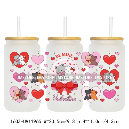 Western Puppy Cat Dog Valentines Day 16OZ UV DTF Cup Wrap Transfer Stickers Custom Labels Waterproof Logo For Libbey Glass Can