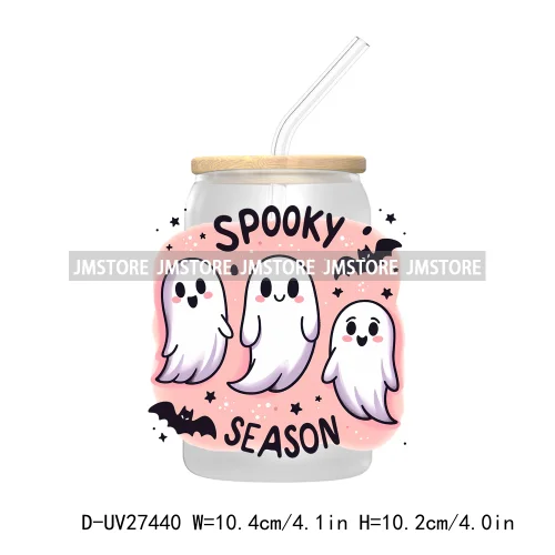 Trick or Teach Ghouls Halloween UV DTF Transfer Stickers Decals For Libbey Cold Cups Mugs Tumbler Waterproof Label Spooky Season