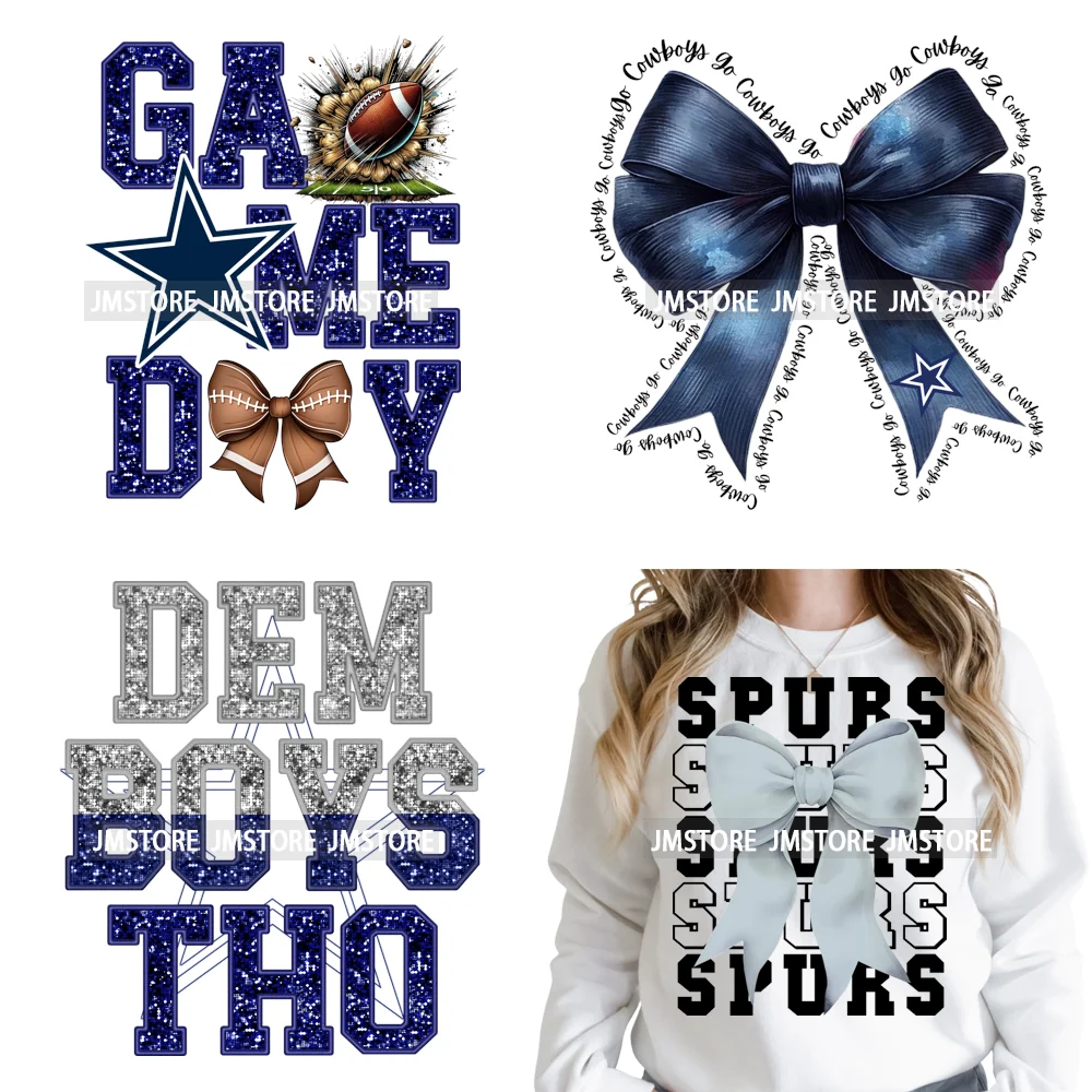 Faux Glitter Leopard Game Day American Football Sport Coquette Iron on Washable DTF Transfer Stickers Ready to Press for Clothes