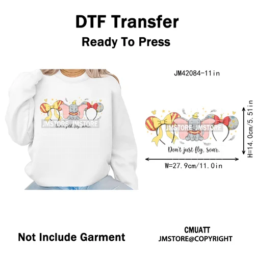 Cute Girls Coquette Magic Kingdom Mouse Ears Cartoon Quotes Iron on DTF Washable Transfers Stickers Ready to Press for T-shirts