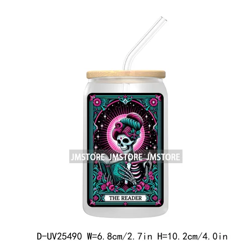 The Smoker Skeleton Tarot Card UV DTF Transfer Stickers Decals For Libbey Cold Cups Mugs Tumbler Custom Logo Labels Sugar Skull