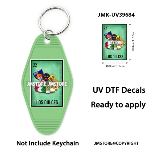 Mexican Conchas Ghost Spooky Halloween UV DTF Motel Keychain Wraps Ready To Apply Waterproof High Quality Hotel Keychain Decals