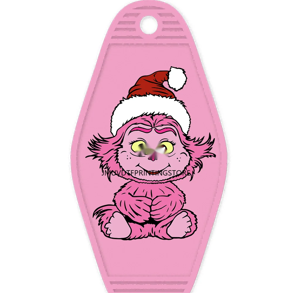 Christmas Cute Baby Green Guy With Santa Hat Gifts High Quality WaterProof UV DTF Sticker For Motel Hotel Keychain