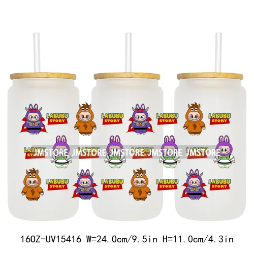 Hot Sale Cute Cartoon Monsters UV DTF Wraps Transfer Sticker DIY Custom Prints High Quality For 16OZ Libbey Glass Can Tumbler