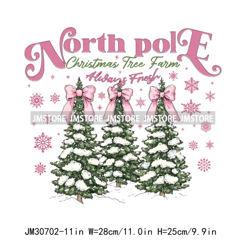 Tis The Season To Be Coquette Merry Christmas Tree Farm Fresh Light Iron On DTF Transfers Stickers Ready To Press For Hoodies