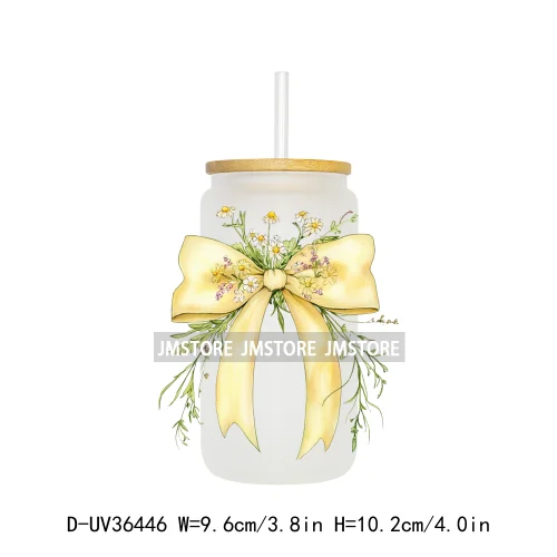 Colorful Bow Ribbon Bridal Birthday UV Sticker Decals For Libbey Cold Cups Mugs Tumbler Transfer Stickers Waterproof DIY Prints