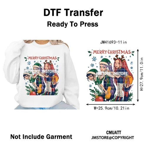 Merry Christmas Kpop Music Band Group Character Xmas Festive Love Iron on DTF Transfers Stickers Ready to Press for Clothes Bags