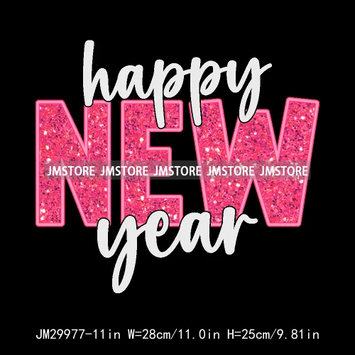 2025 Happy New Year Faux Glitter Holiday 12 New Chapters 365 New Chances Iron On DTF Transfer Sticker Ready To Press For Clothes